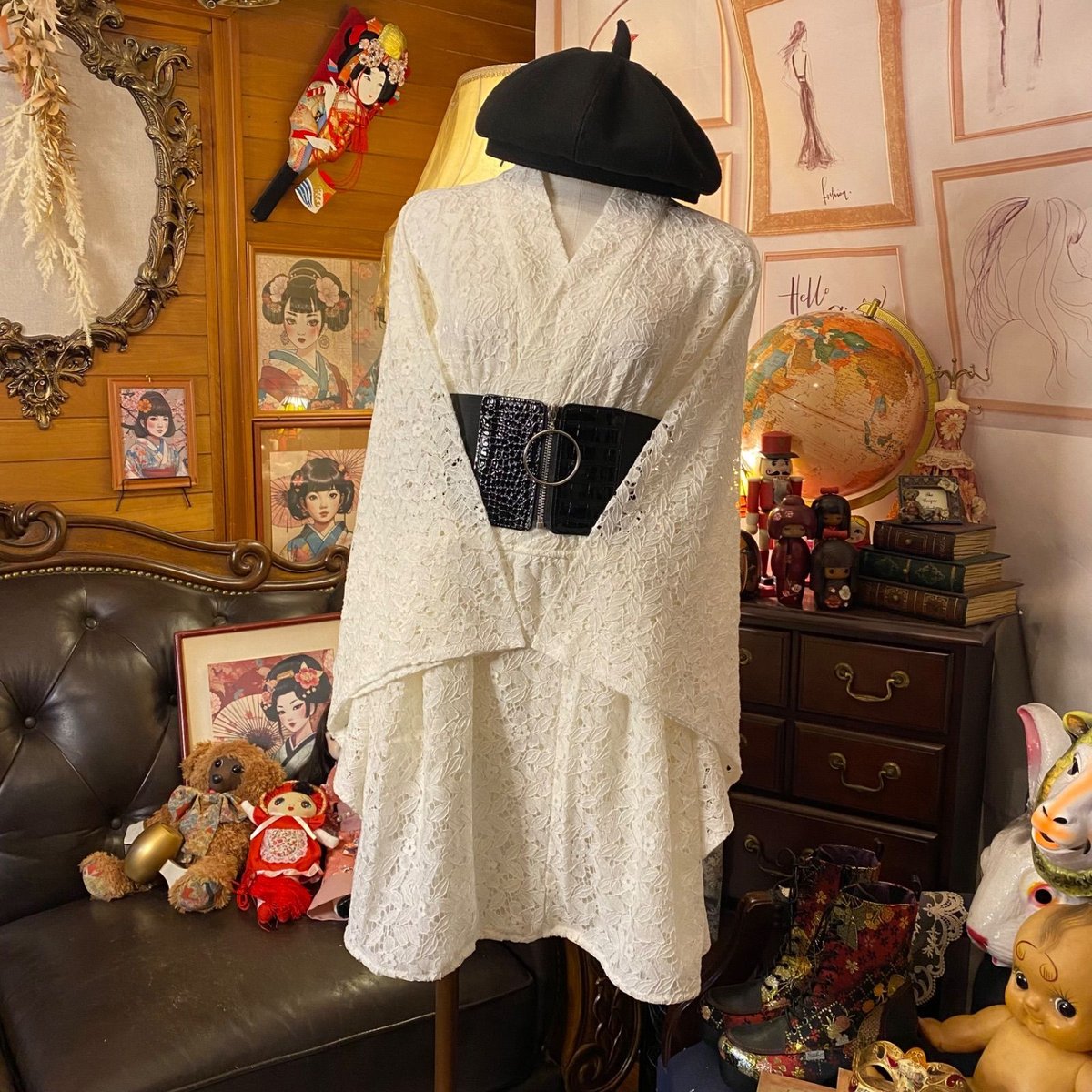 浴衣ドレス リメイク品 浴衣 ハンドメイド リメイク ワンピース ドレス 古着 和洋折衷