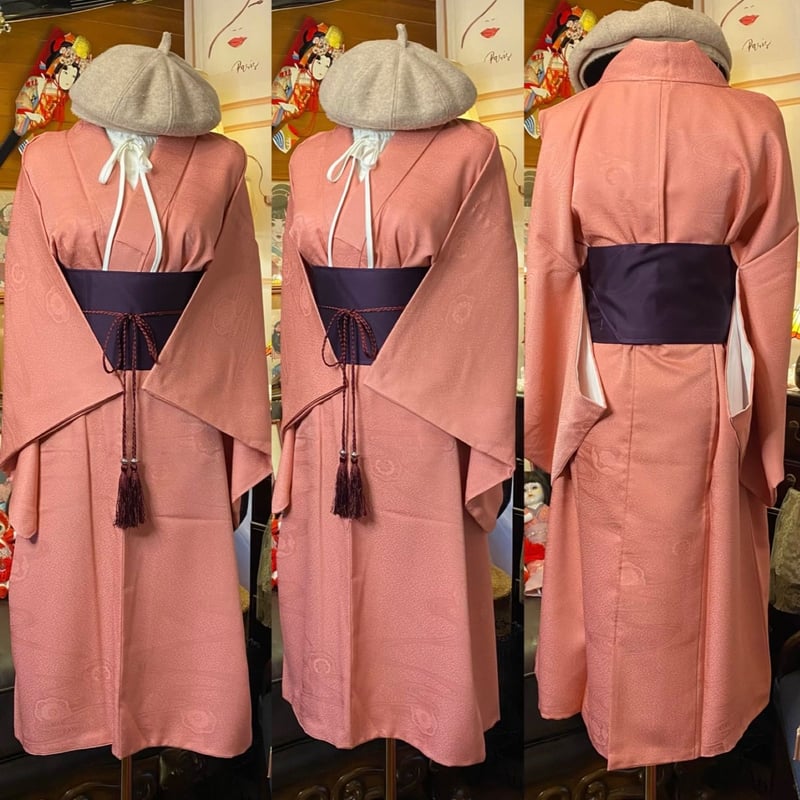 着物 ワンピース ドレス ガウン 羽織り ハンドメイド リメイク 帯
