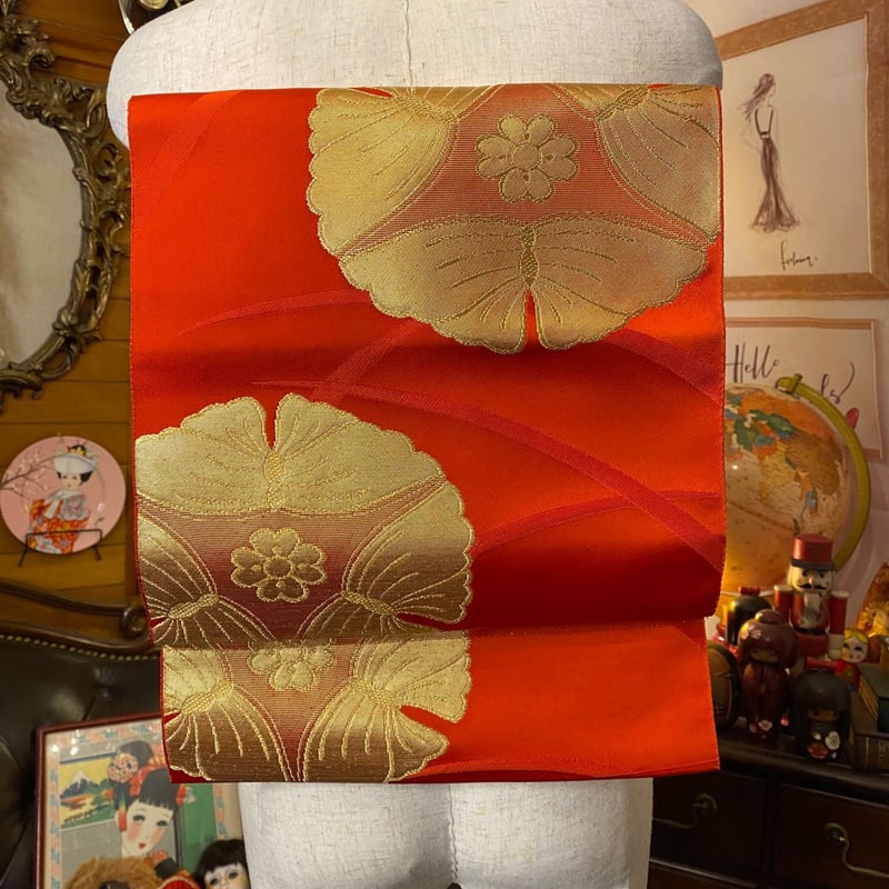 和洋折衷 2部式作り帯 お太鼓 名古屋帯 リメイク ハンドメイド 和 