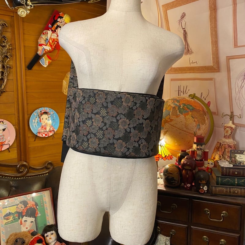 和洋折衷 2部式作り帯 京袋帯 お太鼓 リメイク ハンドメイド 和 レトロ  