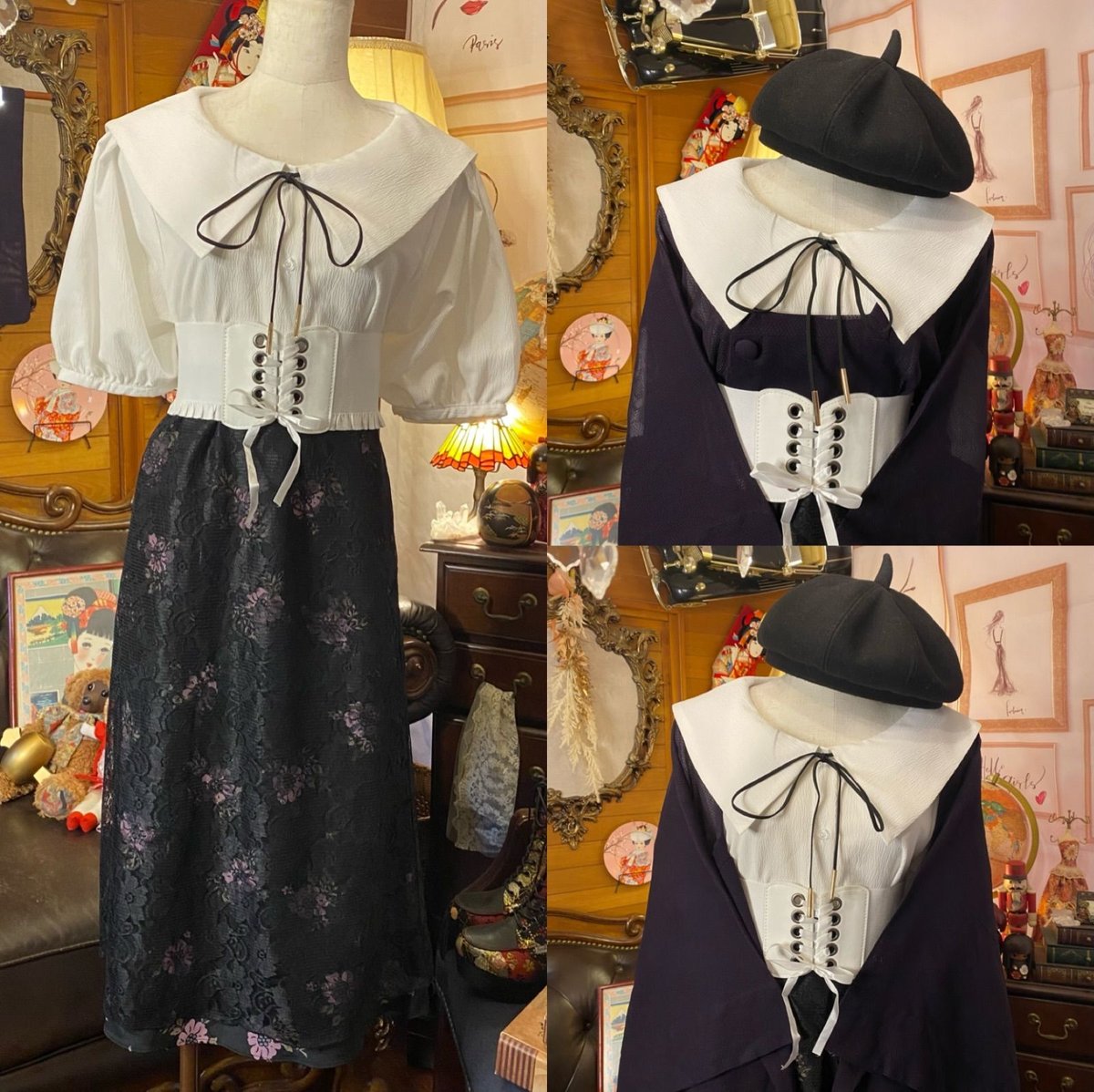 展示品　◇和洋きものコーデ◇  道行　セット売り　チュール　パープル　春　ベルト 展示品 ◇和洋きものコーデ◇ 道行 セット売り チュール