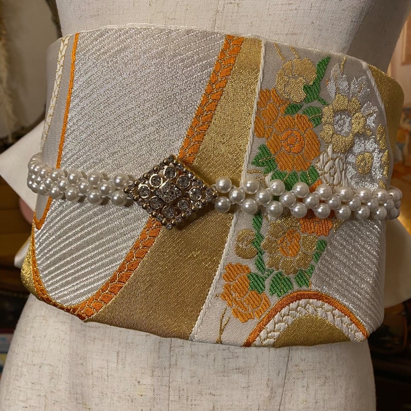 和洋折衷 2部式作り帯 リメイク 和 モダン ハンドメイド レトロ 2B-6  