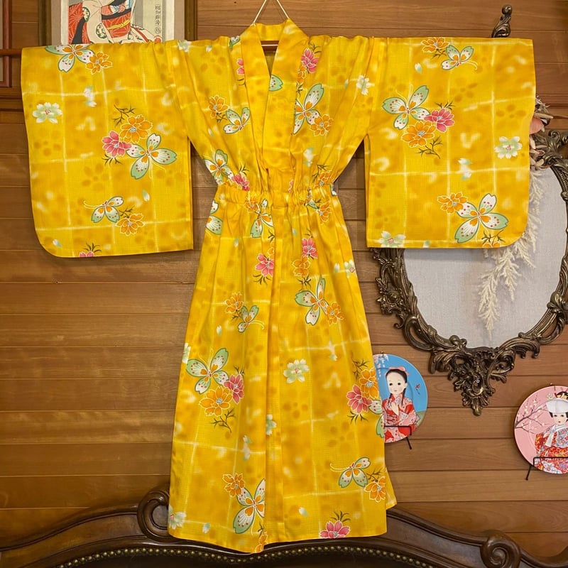 和洋折衷 レトロ 古着 浴衣 和 モダン ハンドメイド リメイク