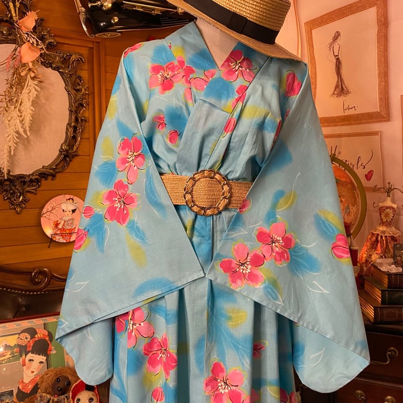 和洋折衷 浴衣 リメイク ワンピース ドレス レトロ 古着 和 モダン W