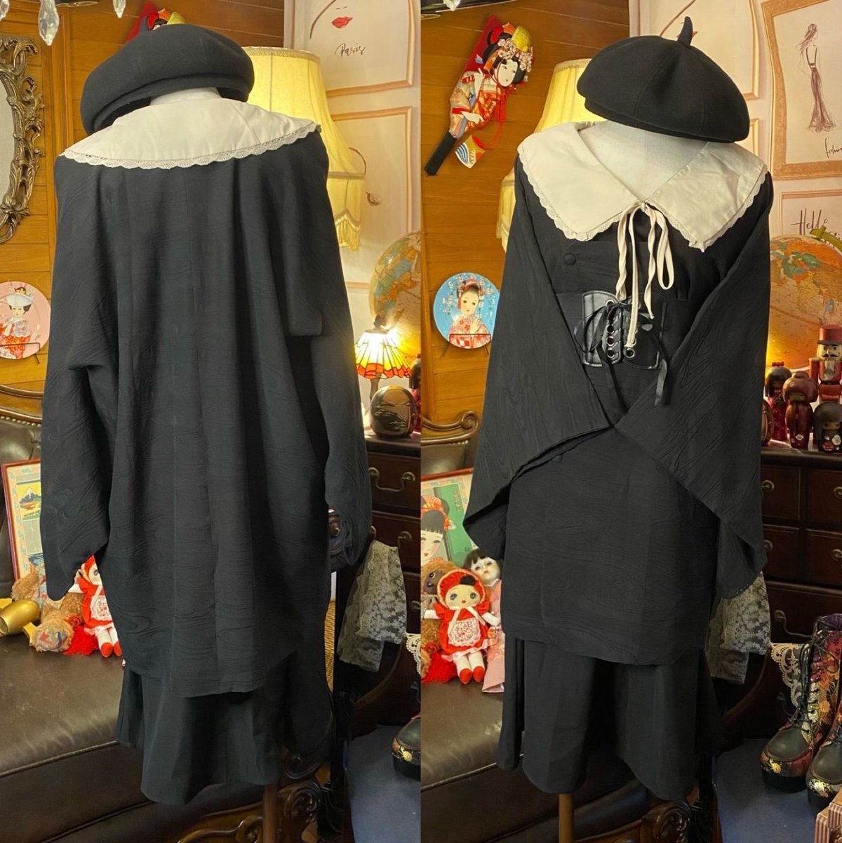 道行コート　和洋折衷コーデ　レトロ　アンティーク　コスプレ　和服　リメイク 和洋折衷 セレクト まとめ売り コーデ レトロ アンティーク