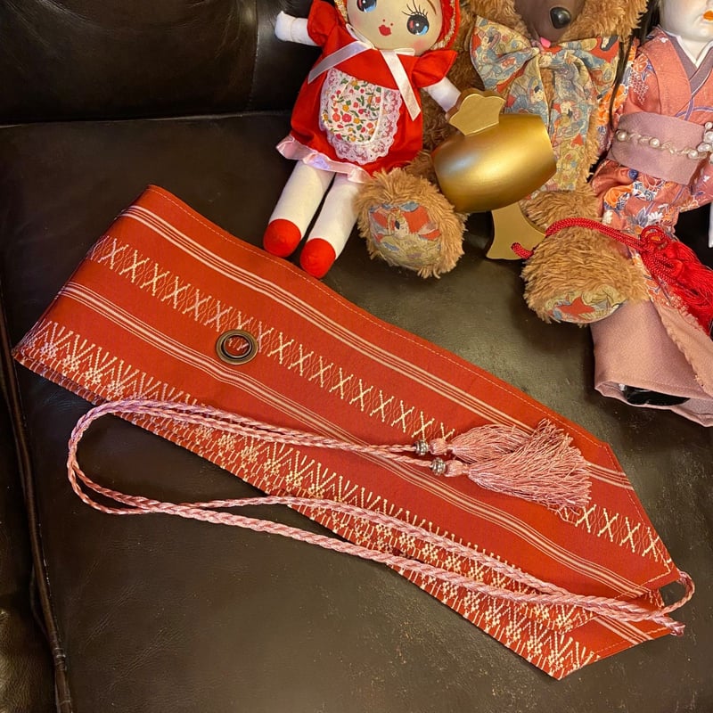 和洋折衷 着物 リメイク ワンピース ドレス 洗える 化繊 帯サッシュ  