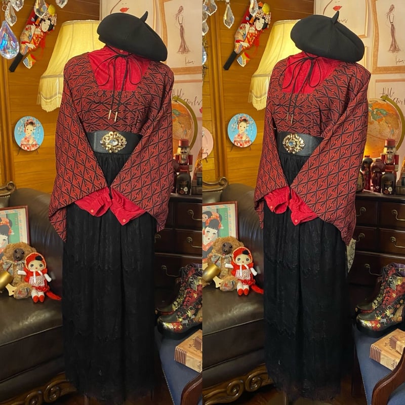 道行コート 黒 コスプレ 和洋折衷コーデ レトロ アンティーク