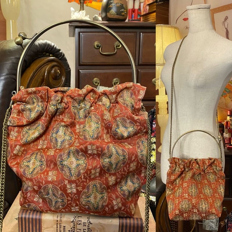 和洋折衷 名古屋帯リメイク 2wayショルダーバッグ ハンドバッグ 和洋折衷 名古屋帯リメイク 2wayショルダーバッグ ハンドバッグ