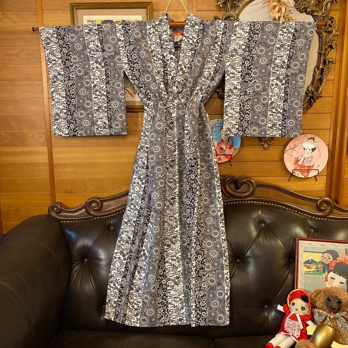 和洋折衷 単衣着物 リメイク ロング 丈 ワンピース ドレス 和洋折衷 単衣着物 リメイク ロング 丈 ワンピース ドレス