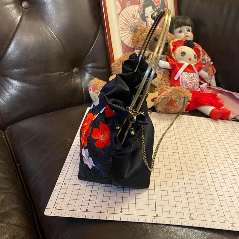 和洋折衷 名古屋帯リメイク ハンドバッグ バック ショルダーチェーン