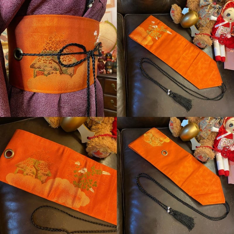 着物 ワンピース ドレス ハンドメイド リメイク 重ね衿 襟 名古屋帯