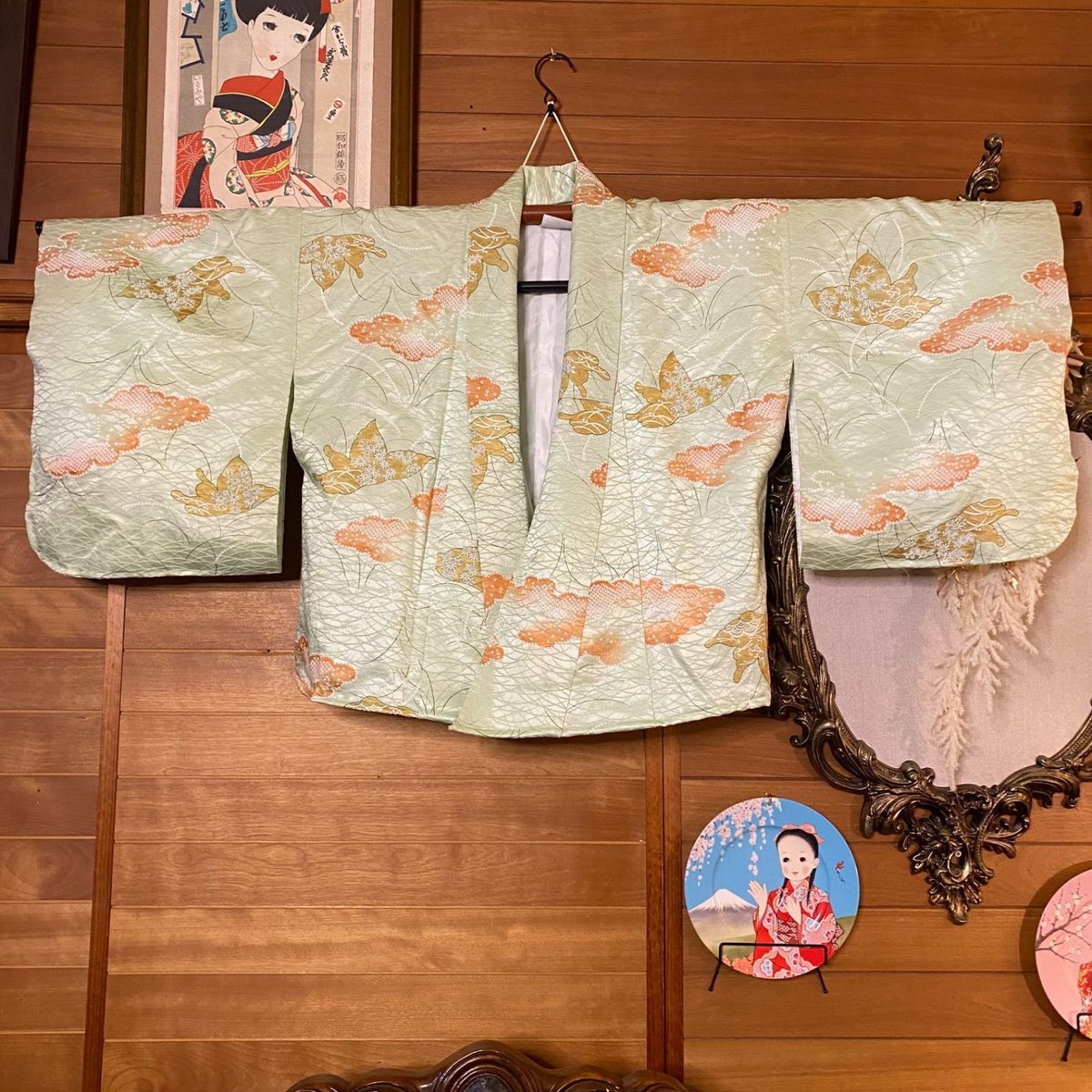 和洋折衷 レトロ 古着 洗える着物 2部式 二部式 和 モダン  