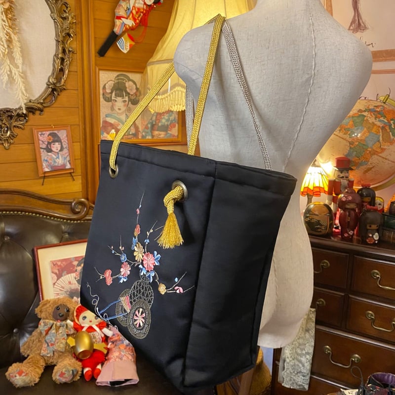 リメイク 名古屋帯 トートバッグ 和洋折衷 レトロ クラシカル