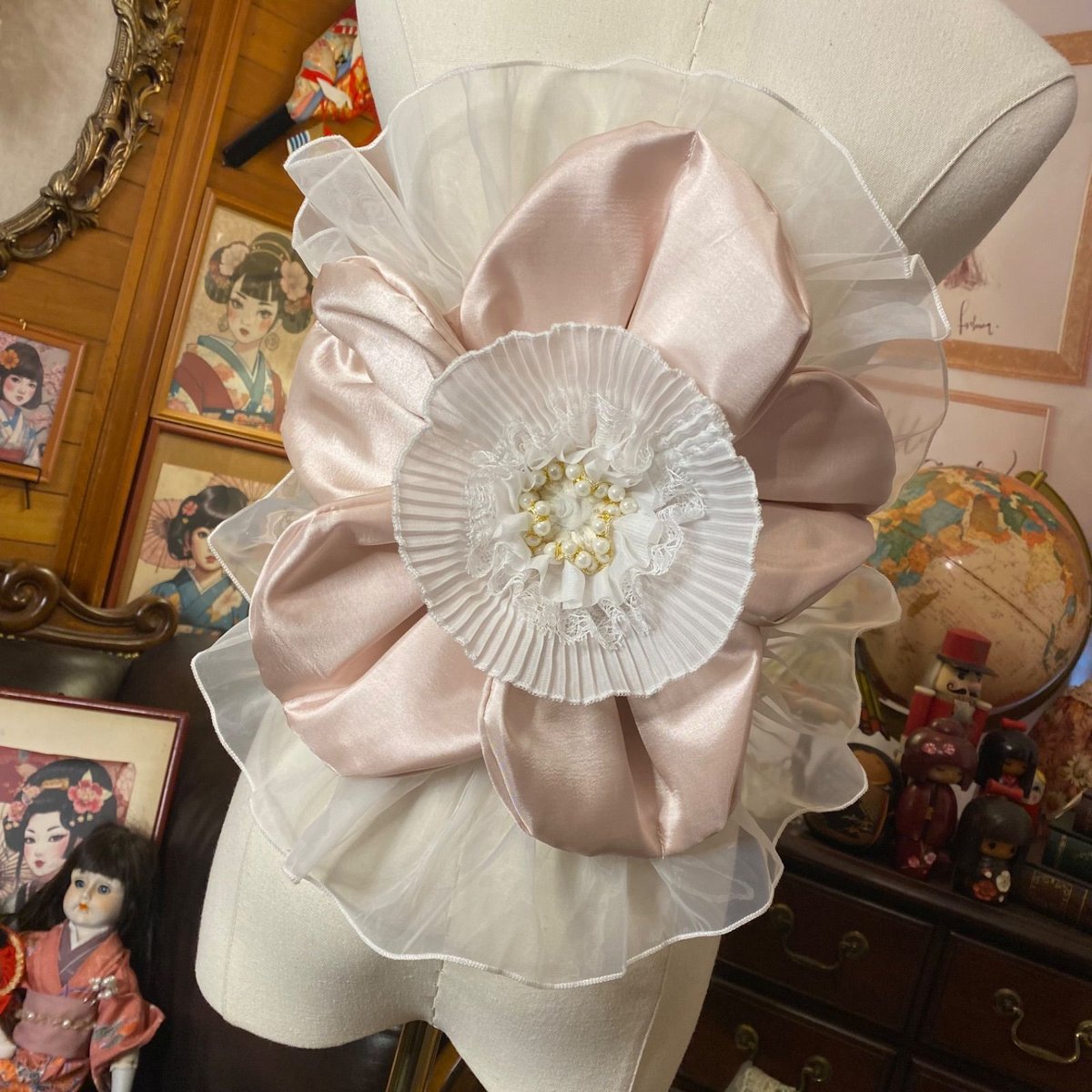 和洋折衷 作り帯 帯飾り 帯バッスル レトロ 古着 リボン アクセサリー 