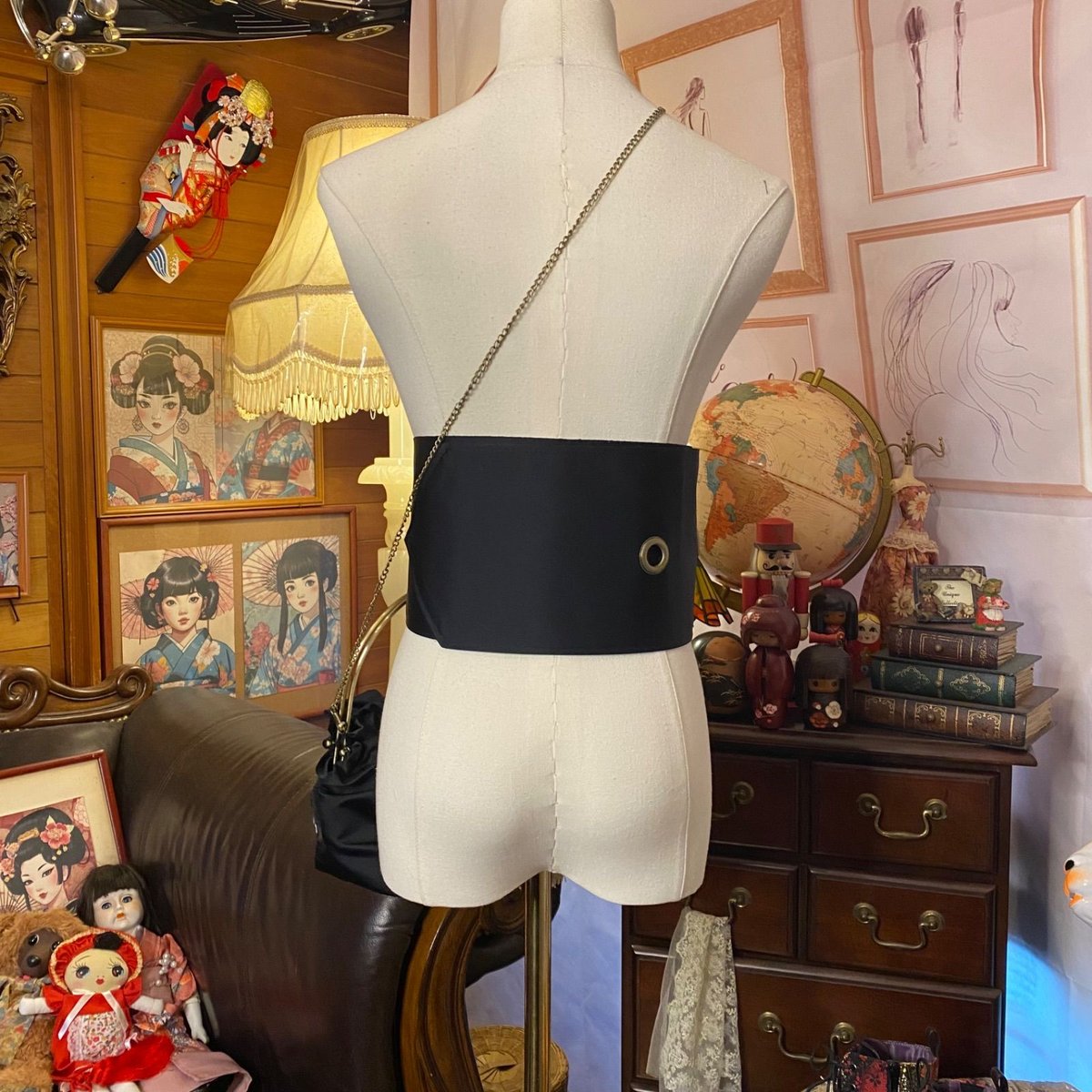 和洋折衷 名古屋帯リメイク ハンドバッグ バック ショルダーチェーン