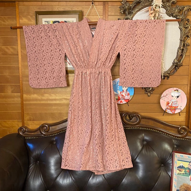 和洋折衷 総レース浴衣 リメイク ワンピース ドレス シルバーリング