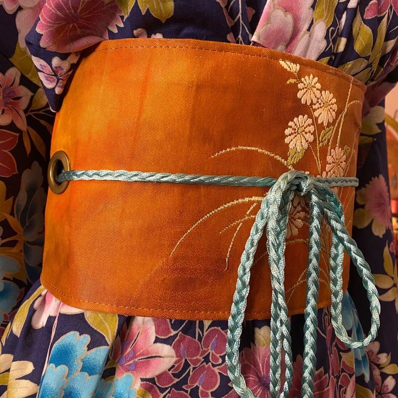 和洋折衷 浴衣 リメイク ワンピース ドレス 名古屋帯サッシュベルト  