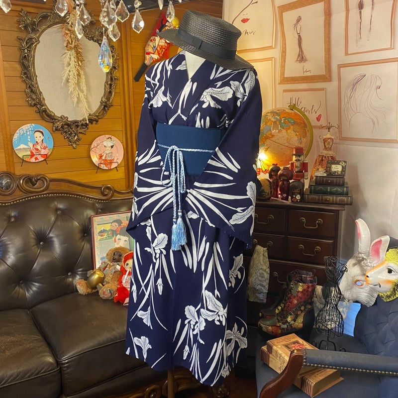 和洋折衷 浴衣 リメイク ワンピース ドレス 夏帯サッシュベルト 素敵な  