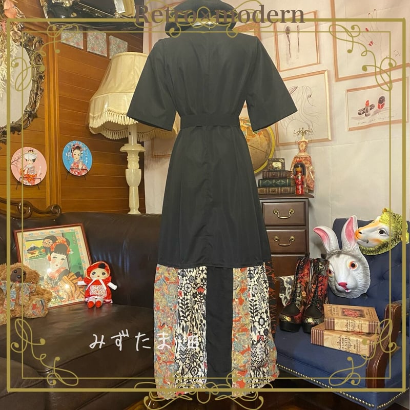着物リメイク　ロングワンピース(麻) 着物リメイクワンピースの通販 | iichi 日々の暮らしを心地よく