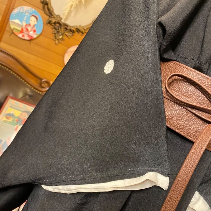 和洋折衷 レトロ 古着 黒留袖 着物 和 モダン ハンドメイド リメイク  