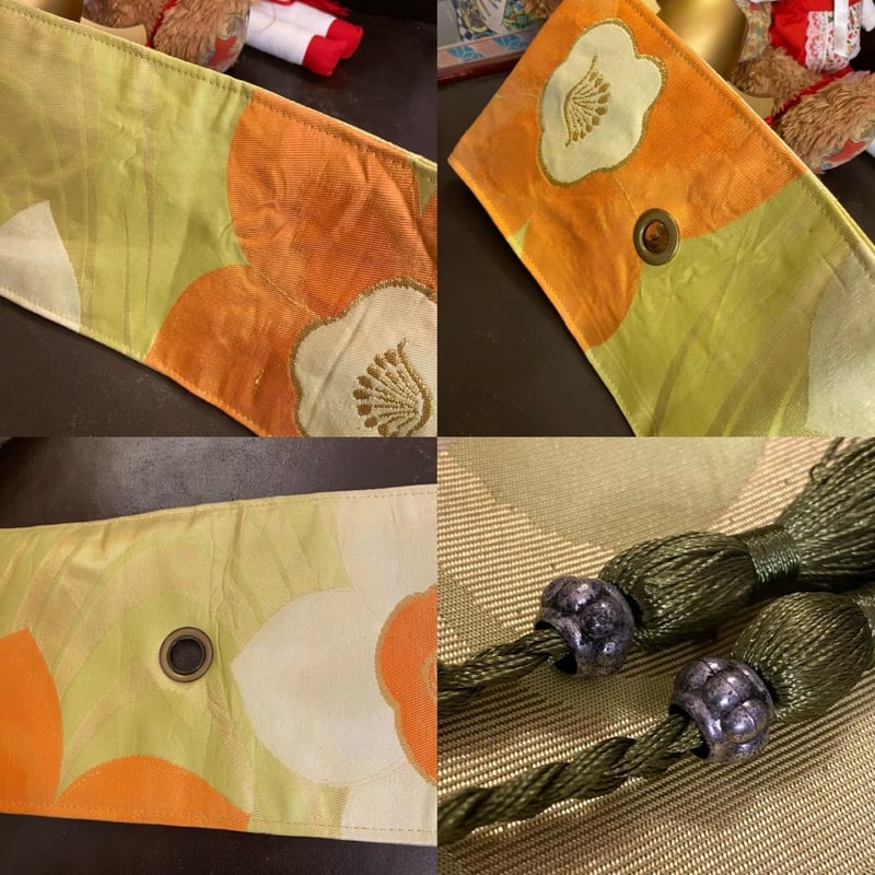 着物　リメイク　ワンピース　花柄　ハンドメイド　家紋 和洋折衷 着物 リメイク ワンピース ドレス 帯サッシュベルト