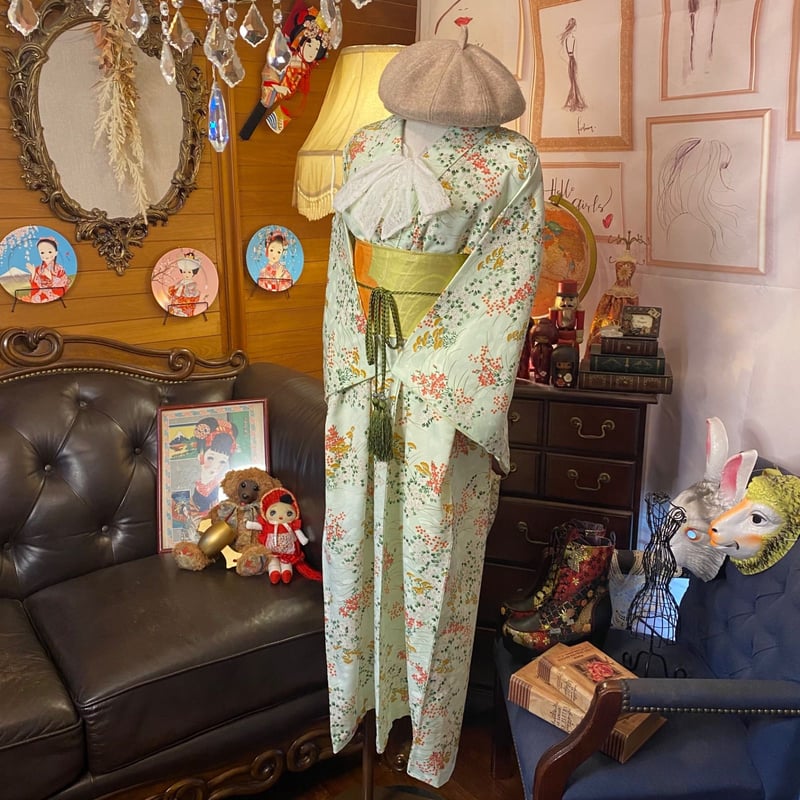 和洋折衷 着物 リメイク ワンピース ドレス 帯サッシュベルト 洗える 化繊 レトロ 古着 和 和洋折衷 着物 リメイク ワンピース ドレス 帯サッシュベルト 洗える 化繊 レトロ 古着 和