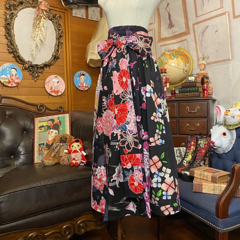 和洋折衷 レトロ古着 浴衣 ハンドメイド パッチワーク リメイク