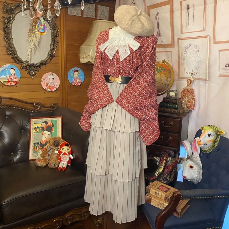道行コート　和洋折衷コーデ　レトロ　アンティーク　コスプレ　和服　リメイク 和洋折衷 セレクト まとめ売り コーデ レトロ アンティーク