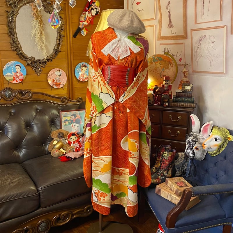 和洋折衷 振袖 着物リメイク ロング丈 ワンピース ドレス 和洋折衷 振袖 着物リメイク ロング丈 ワンピース ドレス