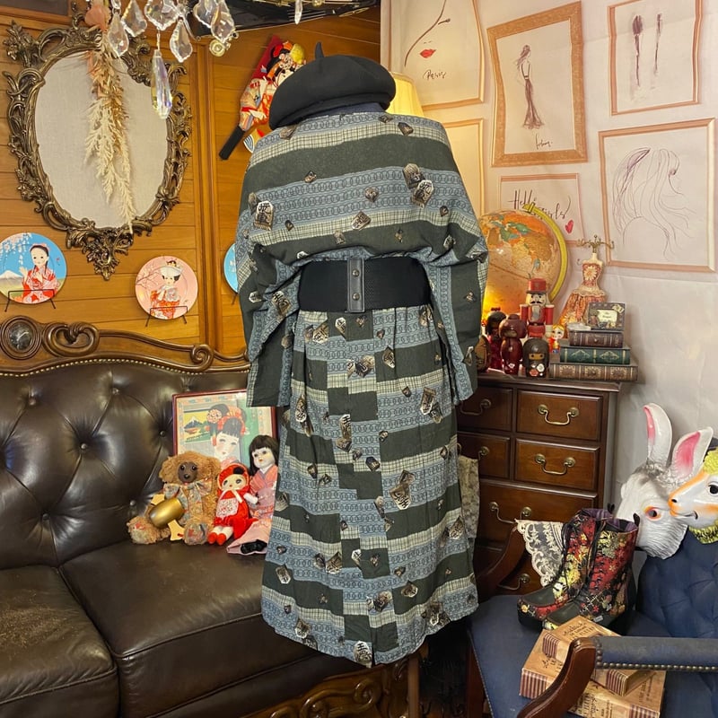 和洋折衷 長襦袢 ワンピース ドレス 着物 レトロ 古着 ユニセックス 和