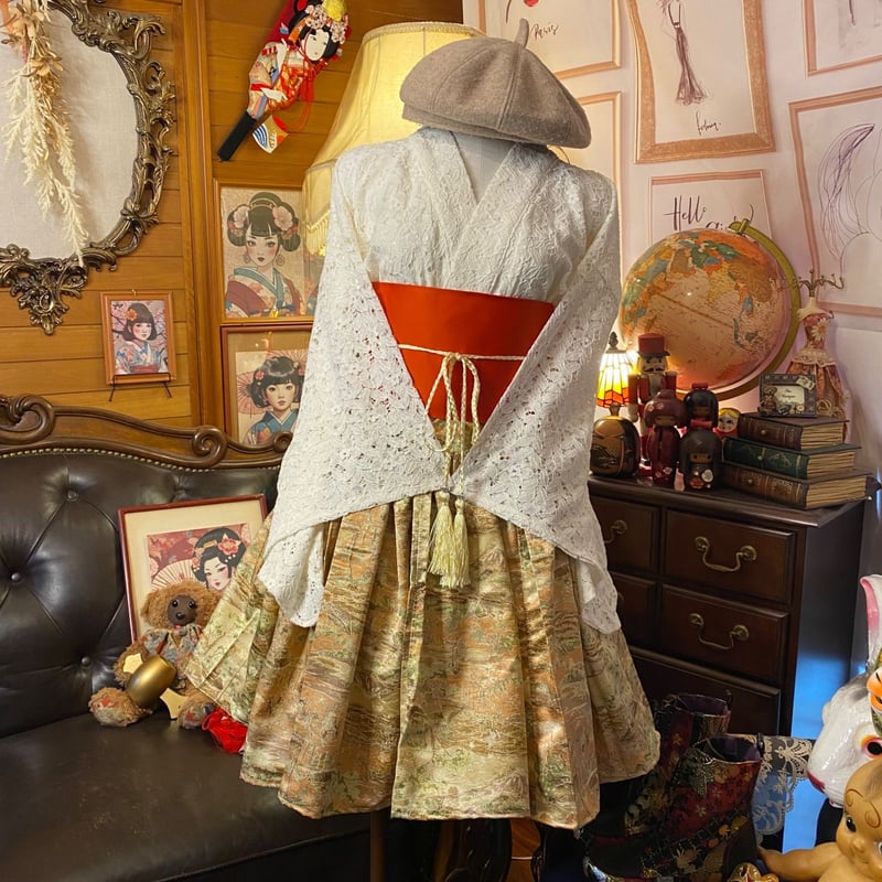 mimi☆夏着物リメイク☆ワンピース＆ジャケットと兵児帯 mimi☆夏着物リメイク☆ワンピース＆ジャケットと兵児帯 mimi様