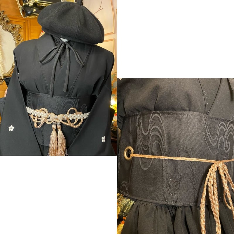 和洋折衷 黒留袖 着物 ミニ丈 ワンピース ドレス 2部式作り帯 和 和洋折衷 黒留袖 着物 ミニ丈 ワンピース ドレス 2部式作り帯 和