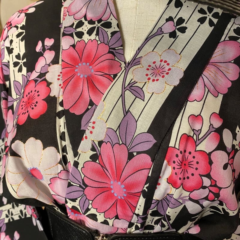 和洋折衷 浴衣 リメイク ワンピース ドレス 帯サッシュベルト レトロ  