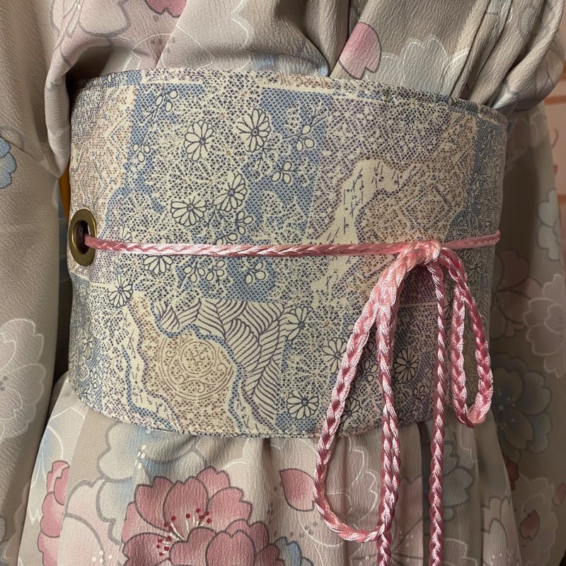 和洋折衷 着物 リメイク ワンピース ドレス 帯サッシュベルト 洗える