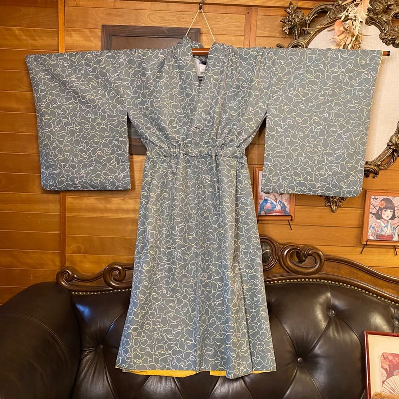 着物リメイク ワンピース ドレス 帯サッシュベルト付き 和洋折衷  