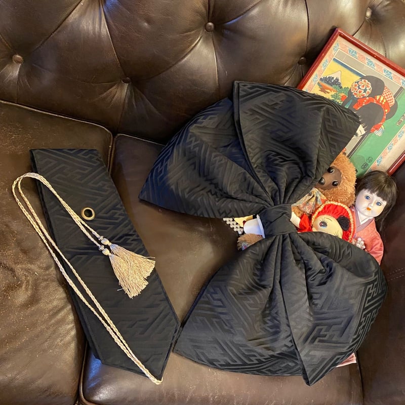 着物もんぺパンツ【黒】黒留袖 鷹 リメイクハンドメイド お正月 成人式 卒業式 黒留袖|対応身長:146~157cm|ｻｲｽﾞ:13~17号|#haa0087｜全国宅配可