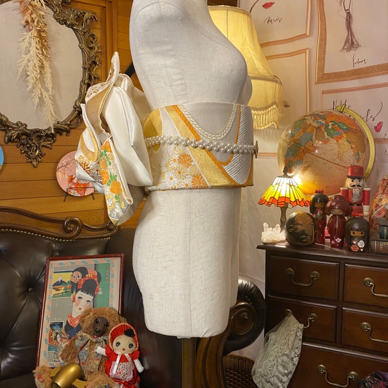 和洋折衷 2部式作り帯 リメイク 和 モダン ハンドメイド レトロ 2B-6  