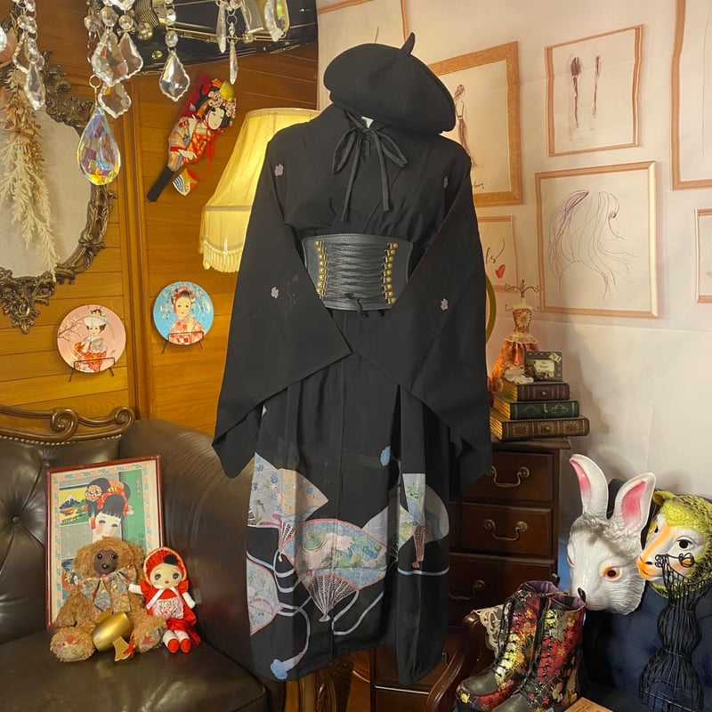 和洋折衷 夏黒留袖 着物 リメイク ワンピース ドレス ハンドメイド 