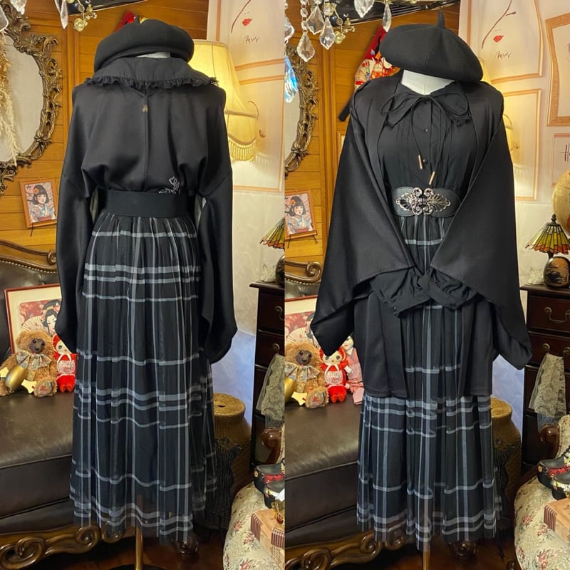 和洋折衷 黒絵羽織コーデセット 和洋折衷 レトロ クラシカル セレクト5点セット