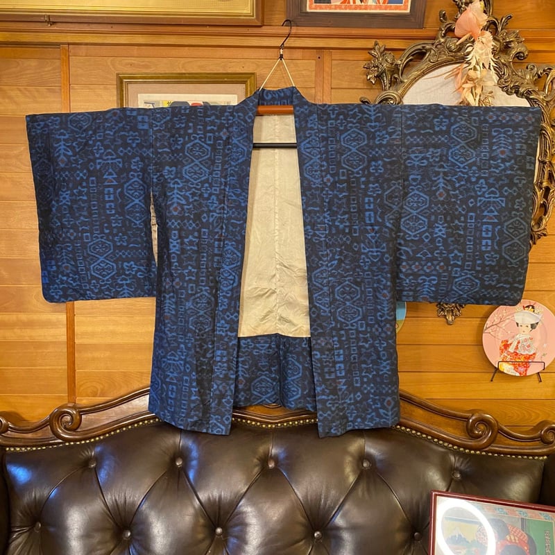 羽織　ブルー　レトロ　アンティーク　和洋折衷コーデ　コスプレ　着物リメイク　和装 羽織 ブルー レトロ アンティーク 和洋折衷コーデ コスプレ 着物