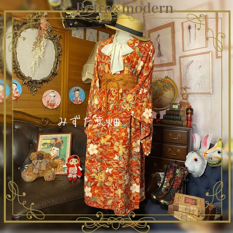 和洋折衷 レトロ 古着 着物 和 ビンテージ ヴィンテージ