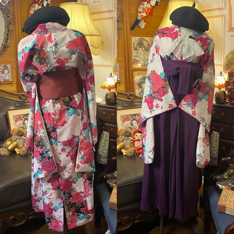 振袖　着物リメイク　ドレス　絣カットソー×シボリ　和柄　ハンドメイド　ワンピース 80dcf98a311353a3e3e17d9f1dbb4c
