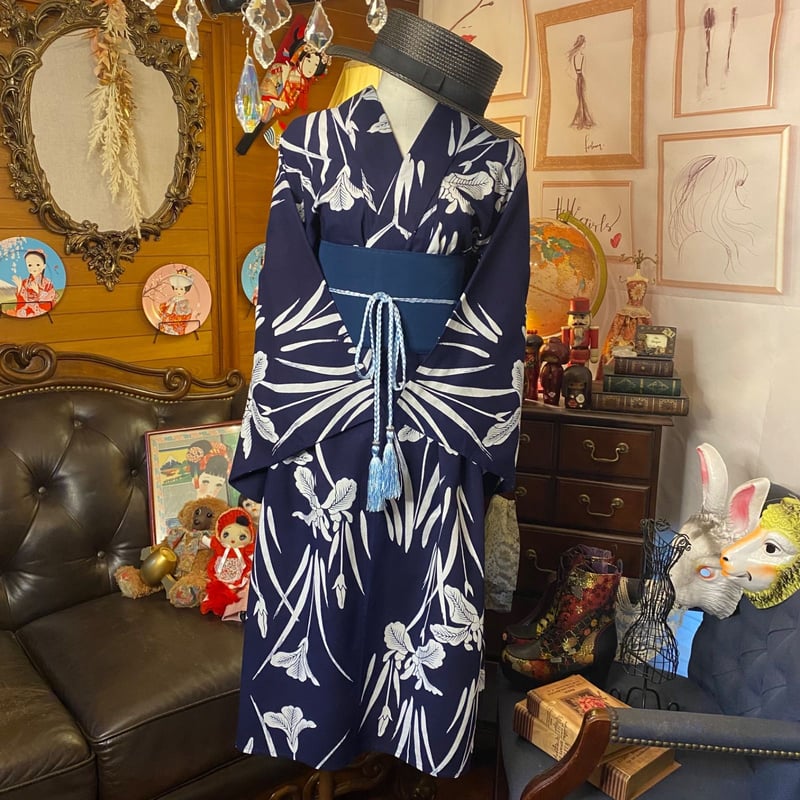 浴衣ドレス リメイク品 和洋折衷 浴衣 リメイク ワンピース ドレス 夏帯サッシュベルト 素敵な