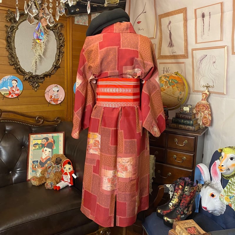 和洋折衷 レトロ 古着 大正ロマン 浪漫 銘仙 アンティーク  