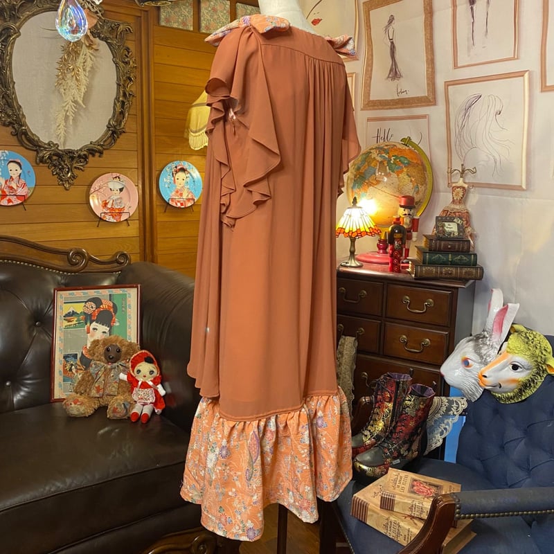 和洋折衷 レトロ 古着 着物 ハンドメイド コラージュ リメイク 和 