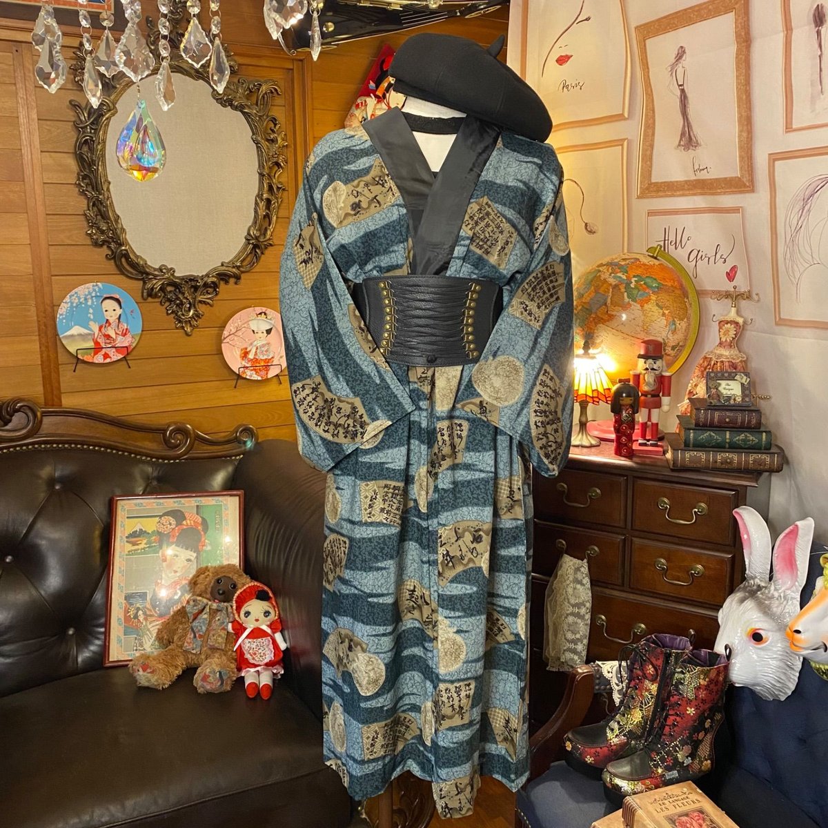 着物　七五三　キッズ　レトロ　アンティーク　和洋折衷コーデ　コスプレ　リメイク 着物 七五三 キッズ レトロ アンティーク 和洋折衷コーデ