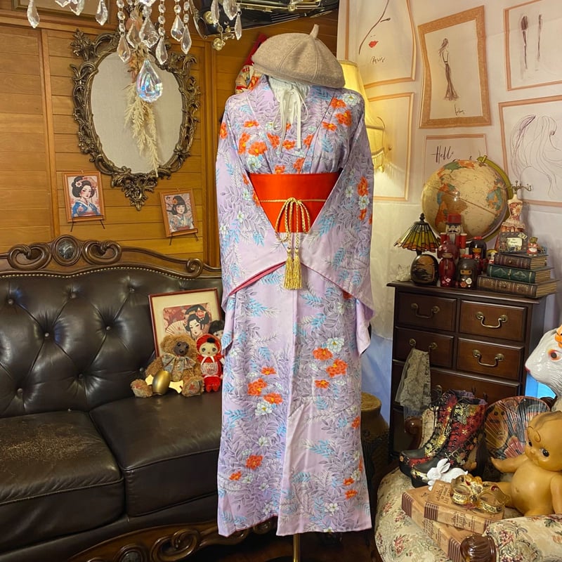 着物リメイク ロング ワンピース ドレス｜洗える 化繊 名古屋帯サッシュベルト付き｜和洋折衷ドレスで特別な一日を ｜ハンドメイド 儚くも華やか、雅な彩りを纏う KW-792 着物リメイク ロング ワンピース ドレス｜洗える 化繊 名古屋帯