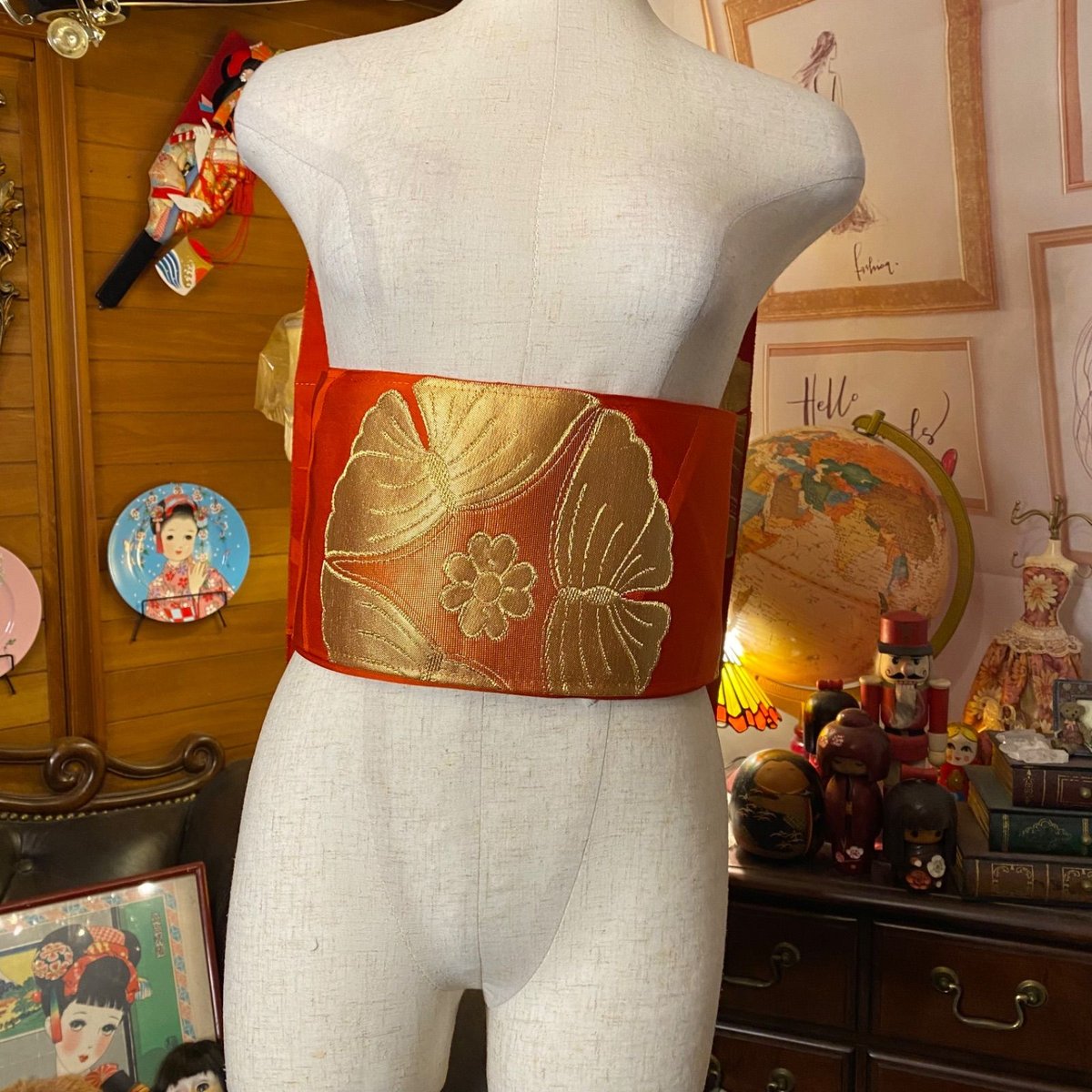 和洋折衷 2部式作り帯 お太鼓 名古屋帯 リメイク ハンドメイド 和  