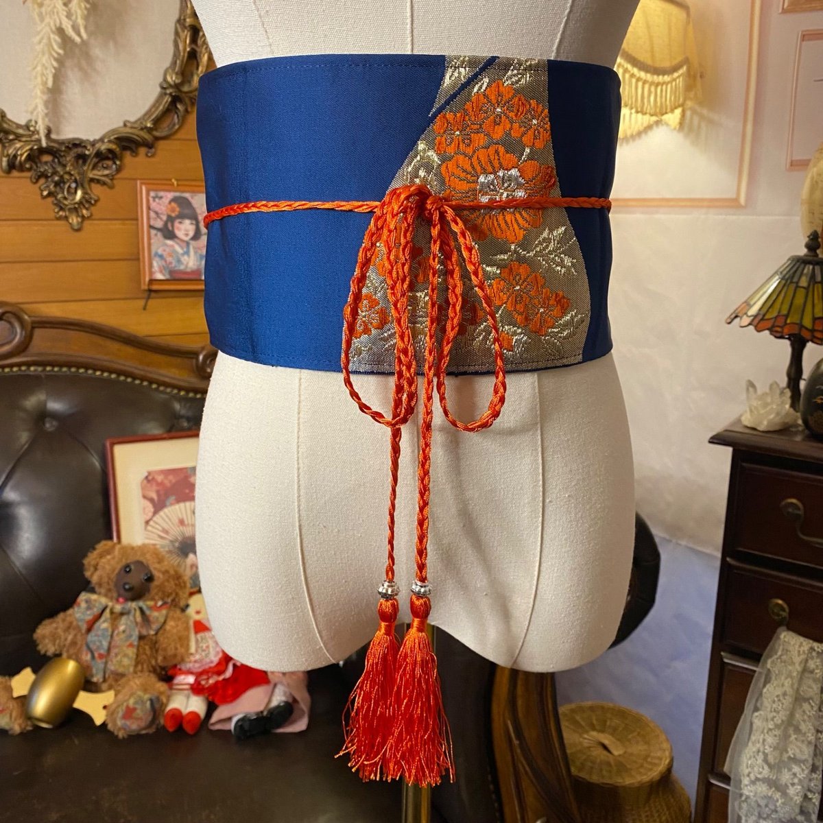 名古屋帯 リメイク サッシュベルト 飾り帯 和洋折衷 ハンドメイド