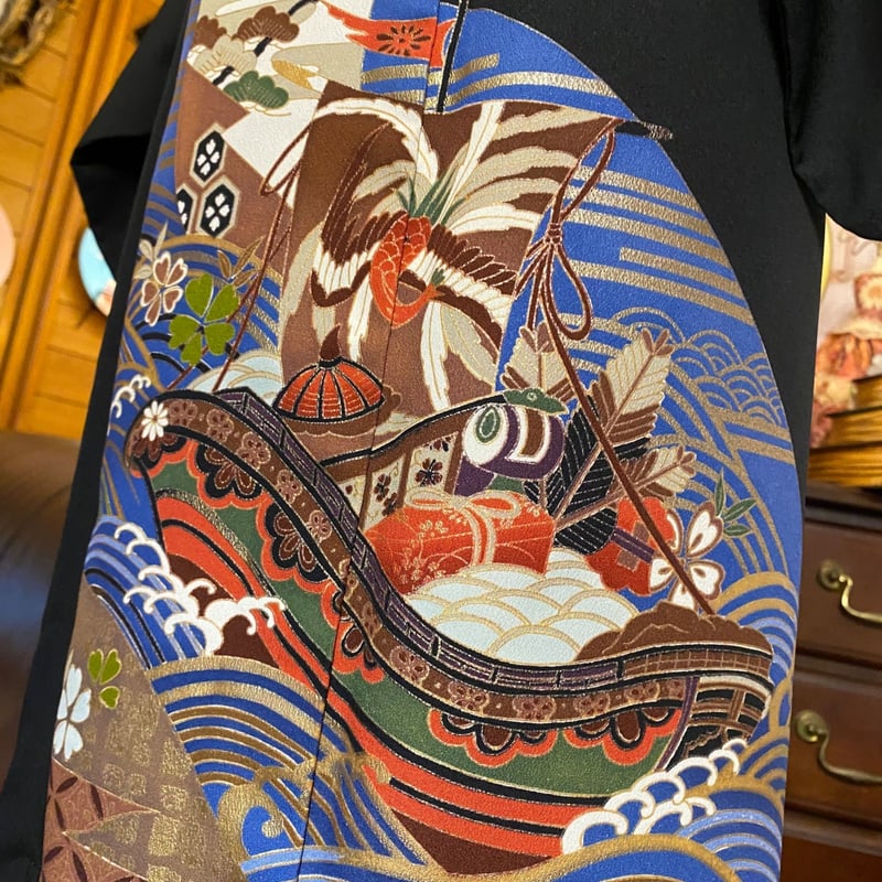和洋折衷 黒留袖 着物 リメイク ワンピース ドレス ハンドメイド